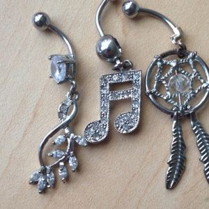 Far left dangle belly button ring